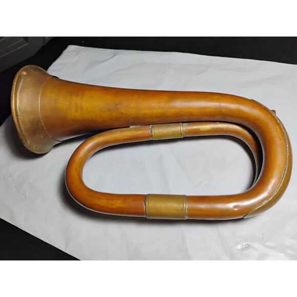 Vintage Antique Copper/Brass Calvary Bugle Signal Horn - Picture 7 of 10